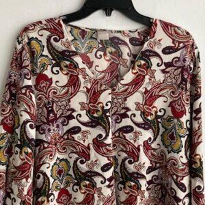 CHICO'S WOMEN'S PAISLEY FLORAL TUNIC TOP SZ 2P